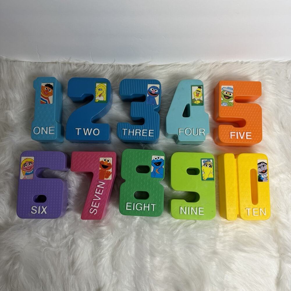 VTG Sesame Street Number Blocks Tyco 1-10 Stacking Plastic Complete Set